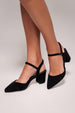 Goddiva Pointed Slingback Block Heels - Black