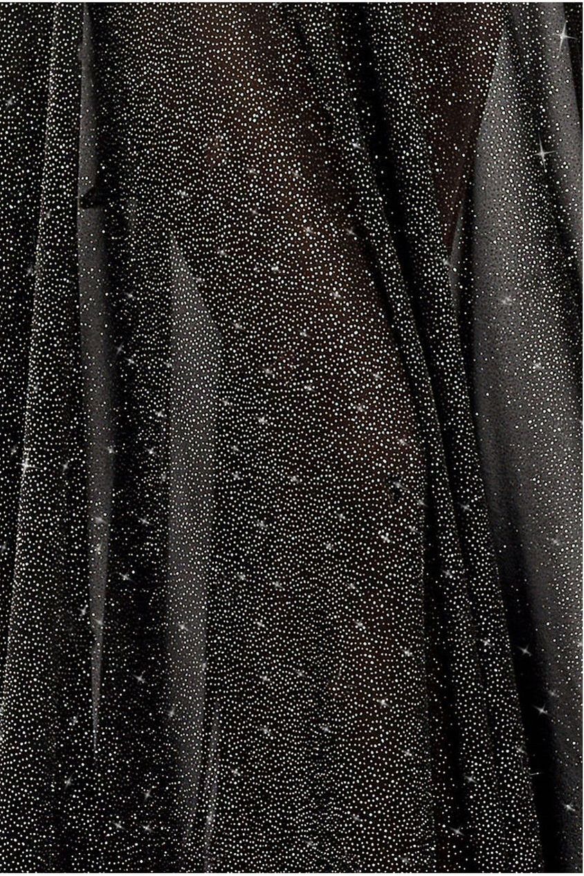 Goddiva Gathered A-Line Glitter Chiffon Maxi Skirt