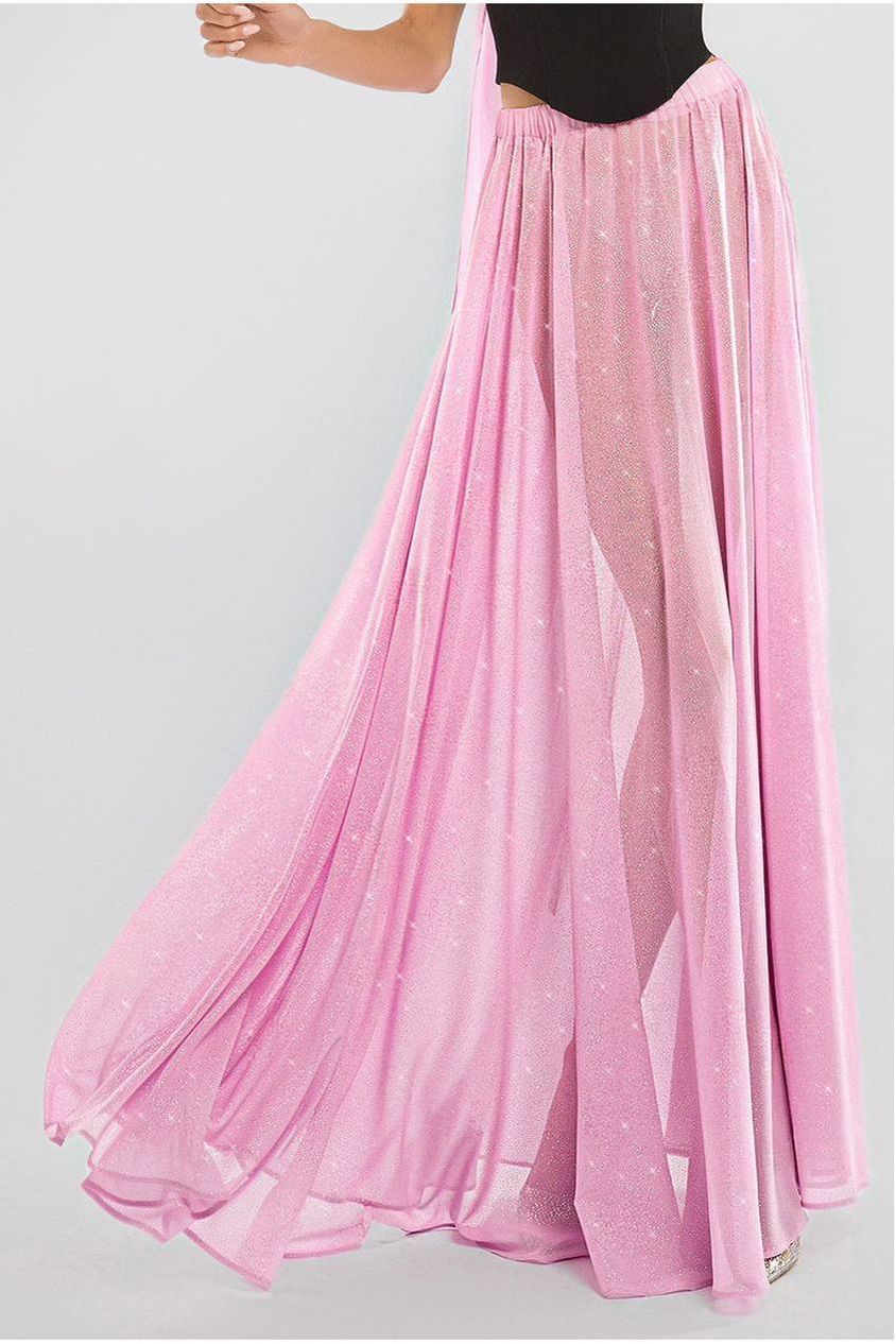Goddiva Gathered A-Line Glitter Chiffon Maxi Skirt