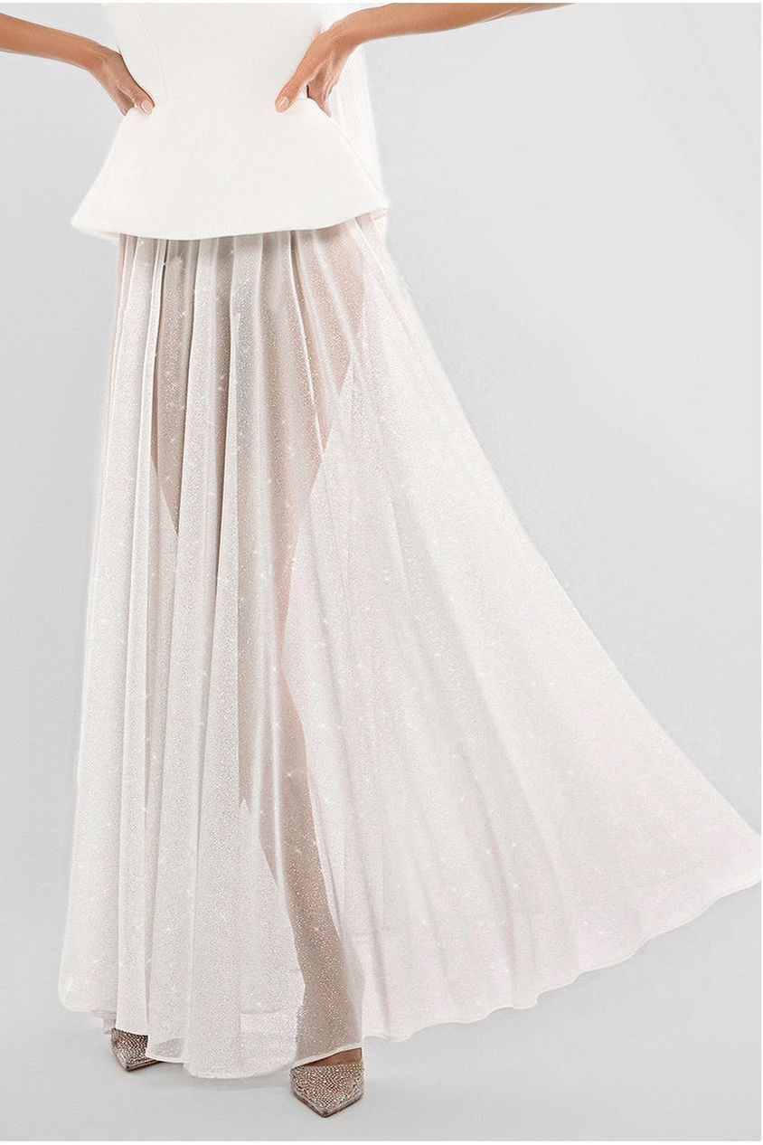 Goddiva Gathered A-Line Glitter Chiffon Maxi Skirt