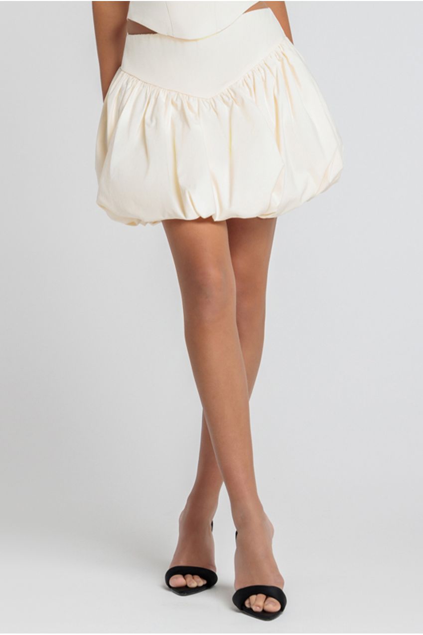 Goddiva Bengaline Balloon Mini Skirt - Cream