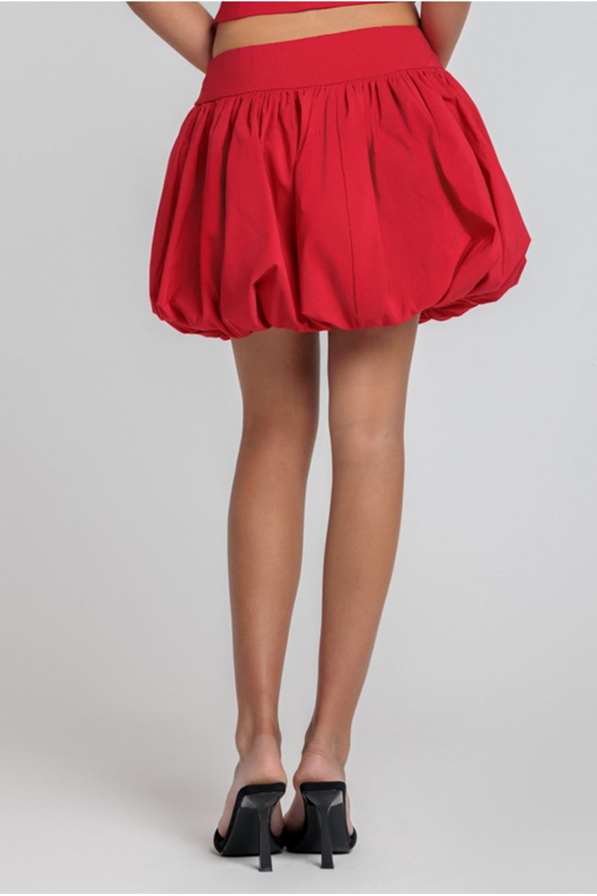 Goddiva Bengaline Balloon Mini Skirt - Red