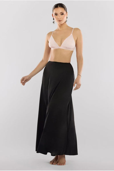 Black - Goddiva Jersey Lining Maxi Skirt