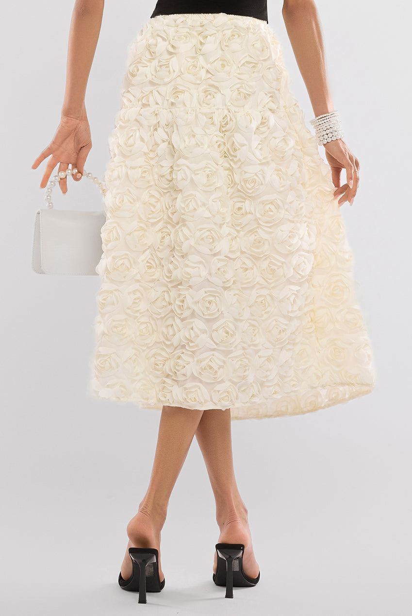 Goddiva 3D Floral Mesh Midaxi Skirt