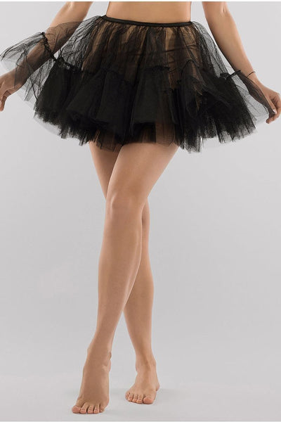 Black - Goddiva Tulle Lining Mini Skirt