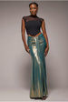 Goddiva Gathered Front Dipped Waist Foil Maxi Skirt - Gold
