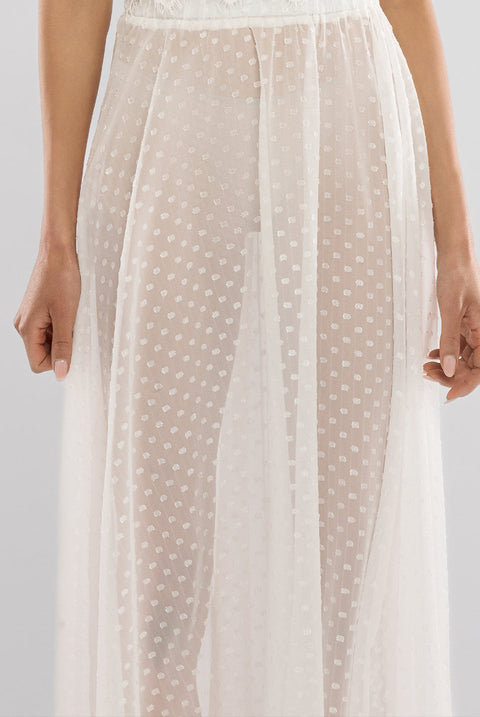 Goddiva Polka Dobby Chiffon A-Line Maxi Skirt