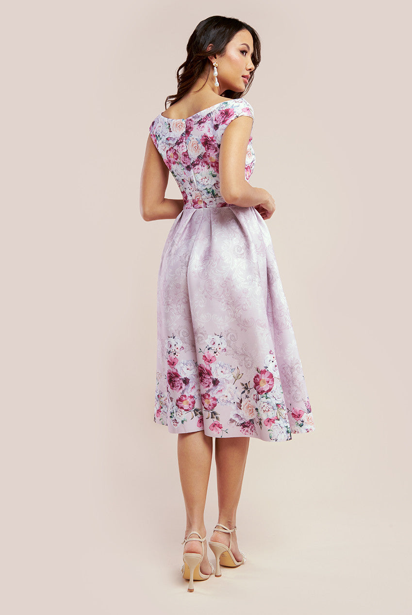 Goddiva Sweetheart Floral Midi Dress - Blush