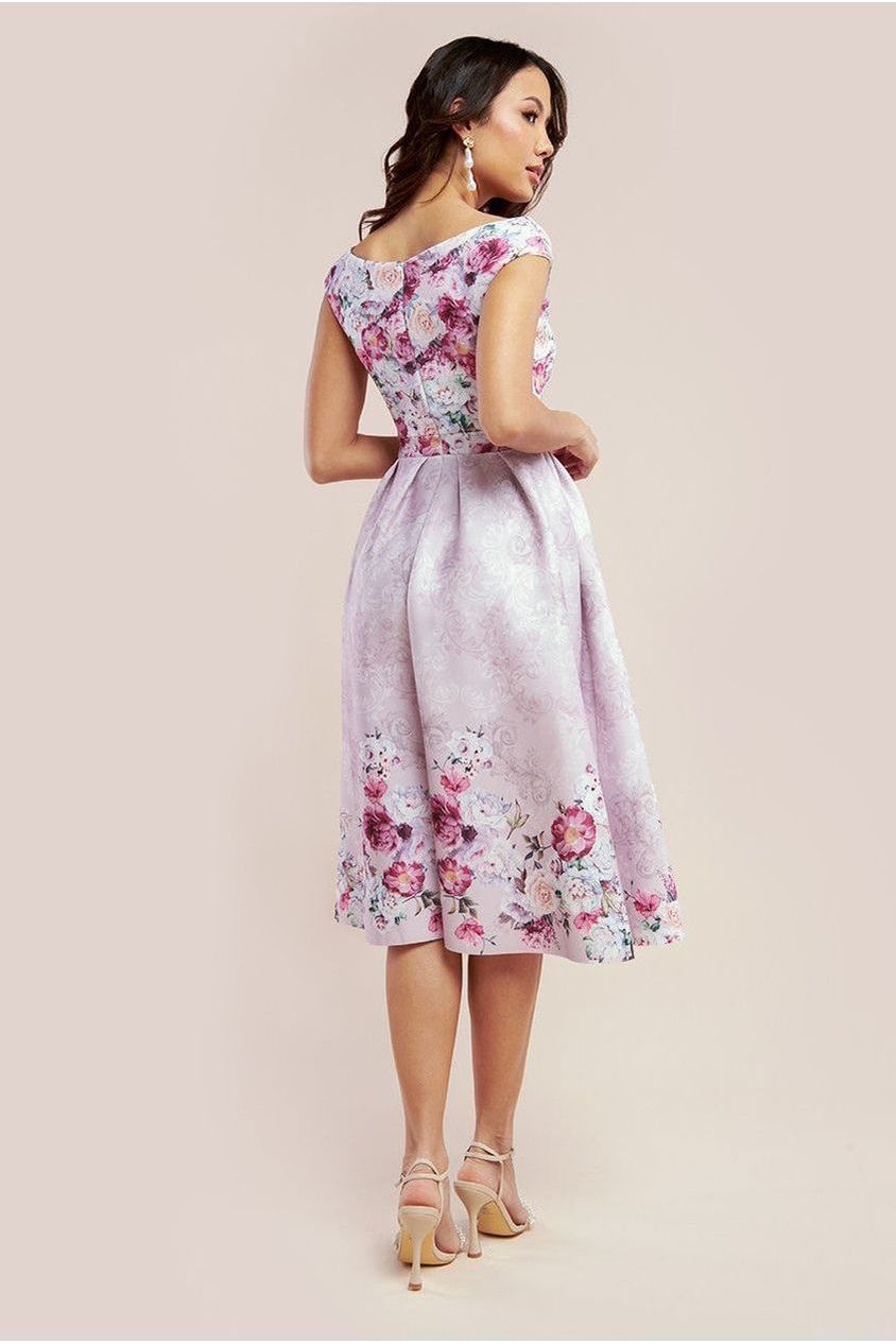 Goddiva Sweetheart Floral Midi Dress - Blush