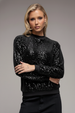 Goddiva Sequin Velvet Sweater - Black