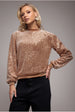 Goddiva Sequin Velvet Sweater - Champagne