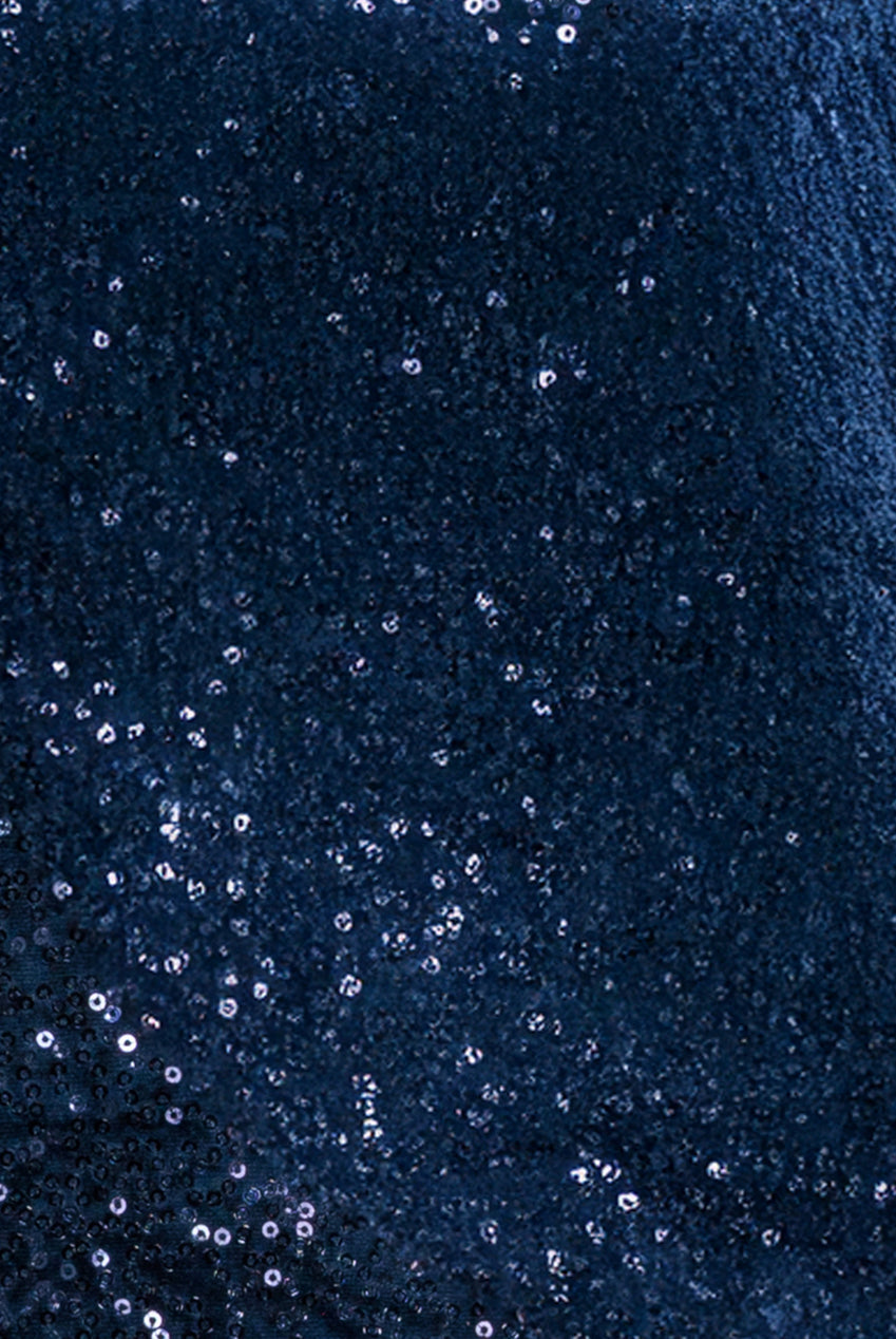 Goddiva Sequin Velvet Sweater - Navy
