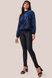 Goddiva Sequin Velvet Sweater - Navy