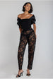 Goddiva Barrell Leg Scalloped Hem Pant - Black