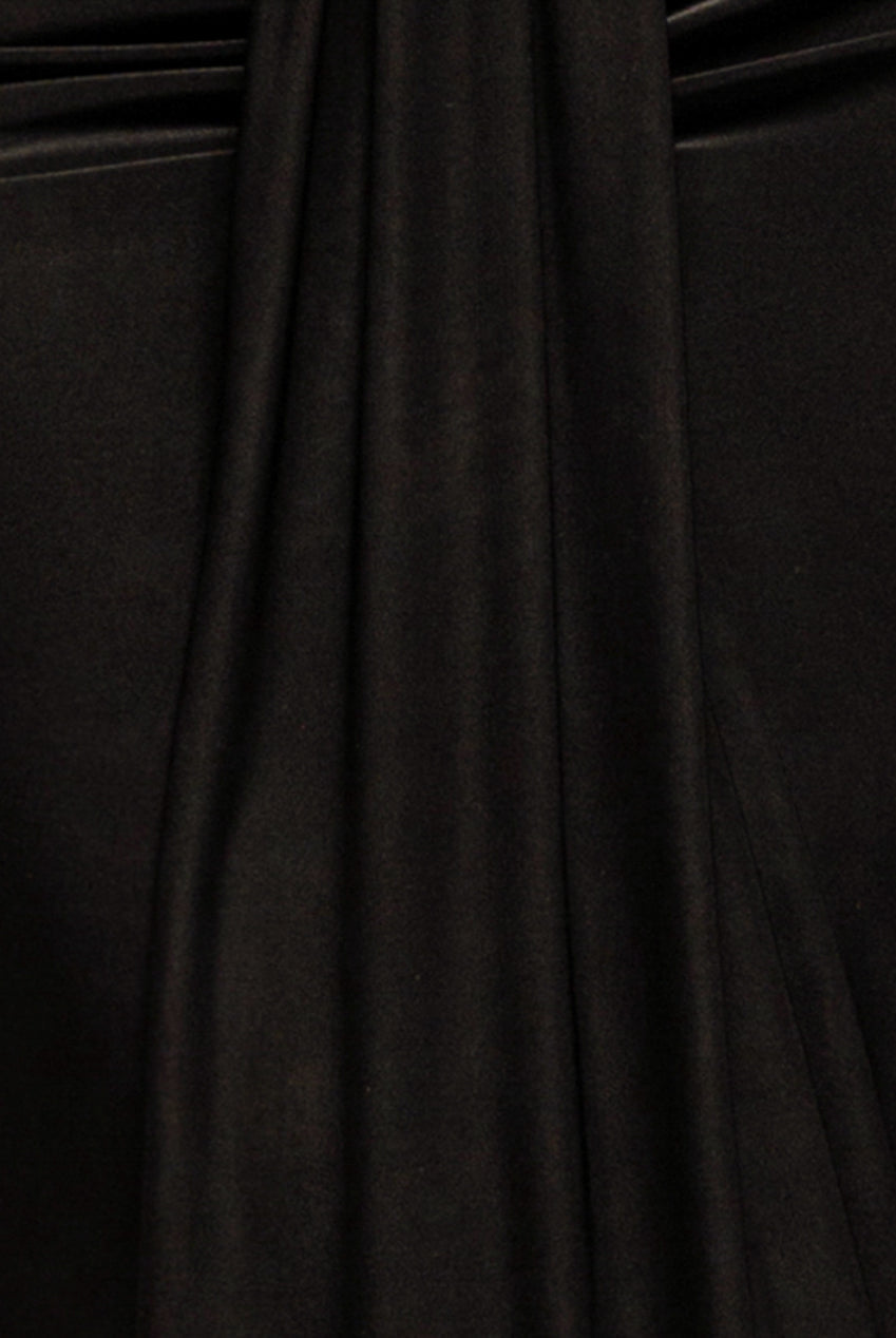 Goddiva Gathered Front Dipped Waist Maxi Skirt - Black