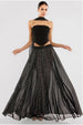 Goddiva Gathered A-Line Glitter Chiffon Maxi Skirt
