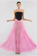 Goddiva Gathered A-Line Glitter Chiffon Maxi Skirt