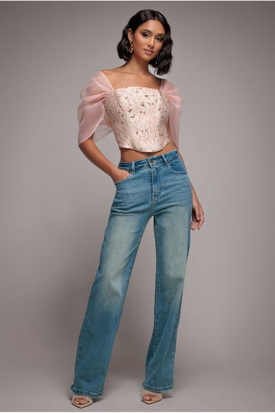 Blue - Goddiva denim Straight Leg Denim Jeans - Blue