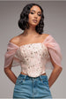 Goddiva Off Shoulder Jacquard Top With Organza Wings - Blush Pink