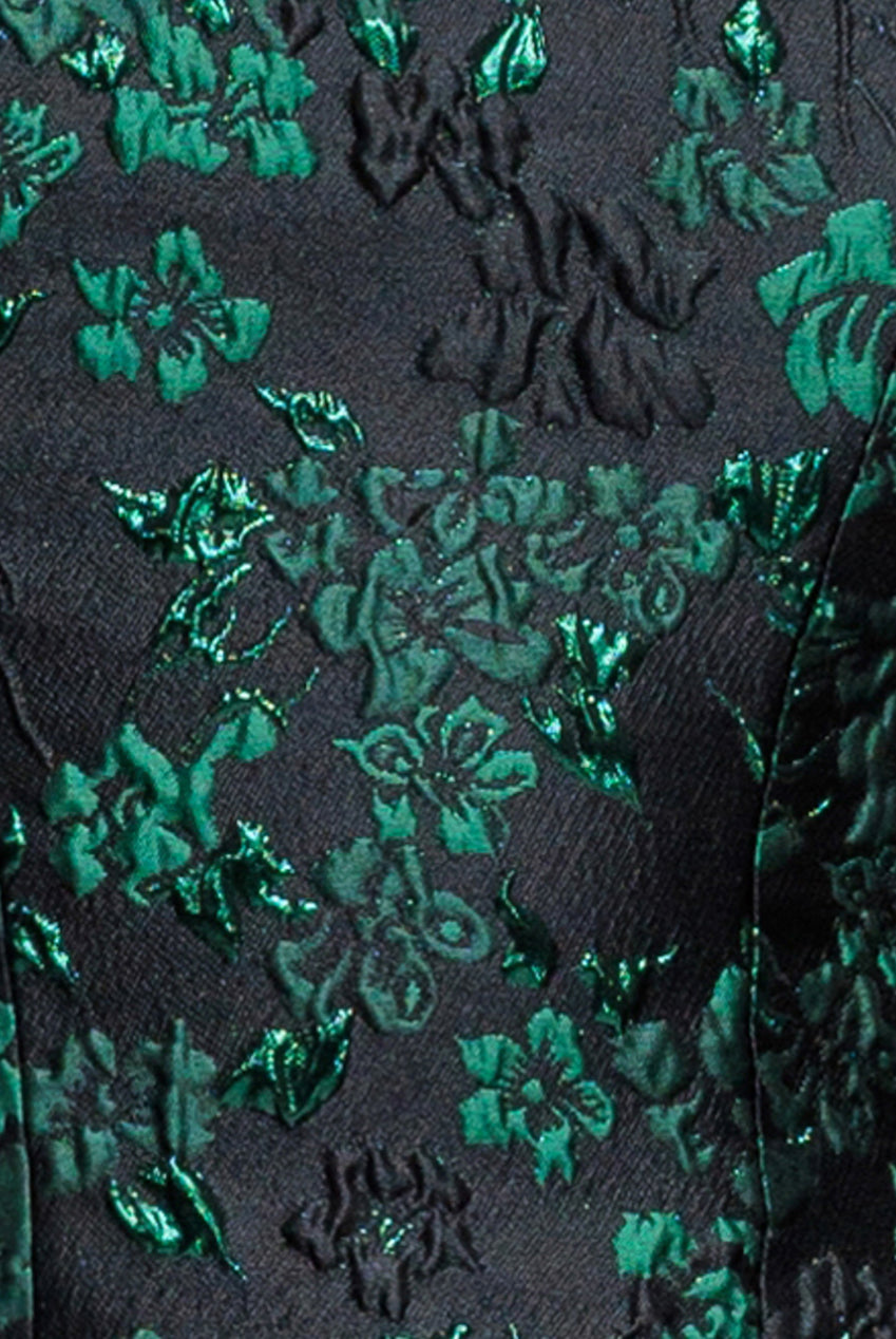 Goddiva Off Shoulder Jacquard Top With Organza Wings - Emerald Black