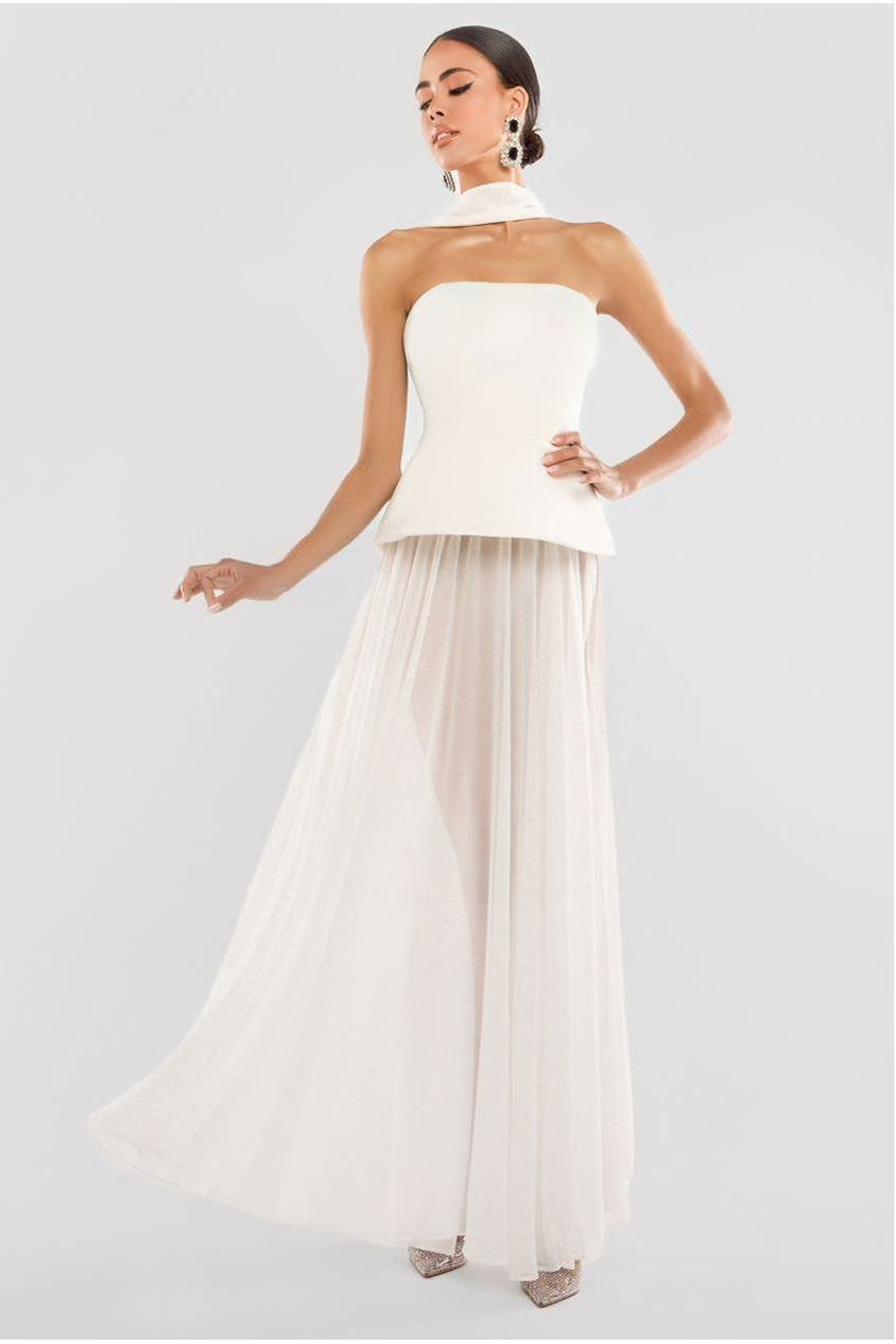 Goddiva Scuba Boobtube Peplum Hem Corset