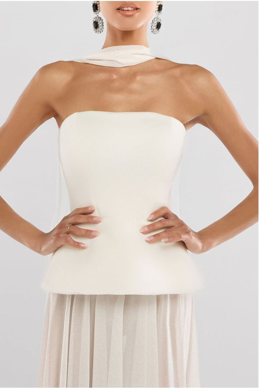 Goddiva Scuba Boobtube Peplum Hem Corset