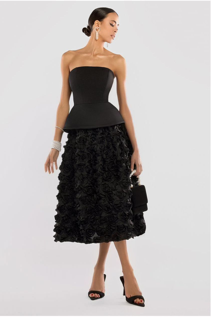 Goddiva Scuba Boobtube Peplum Hem Corset