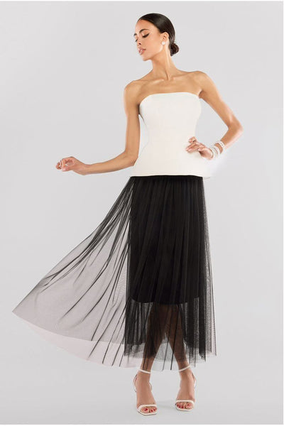 Black - Goddiva Tulle Gathered Midaxi Skirt