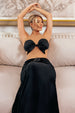 Goddiva Nude Mesh Sleeveless Taffeta Bow Top - Black