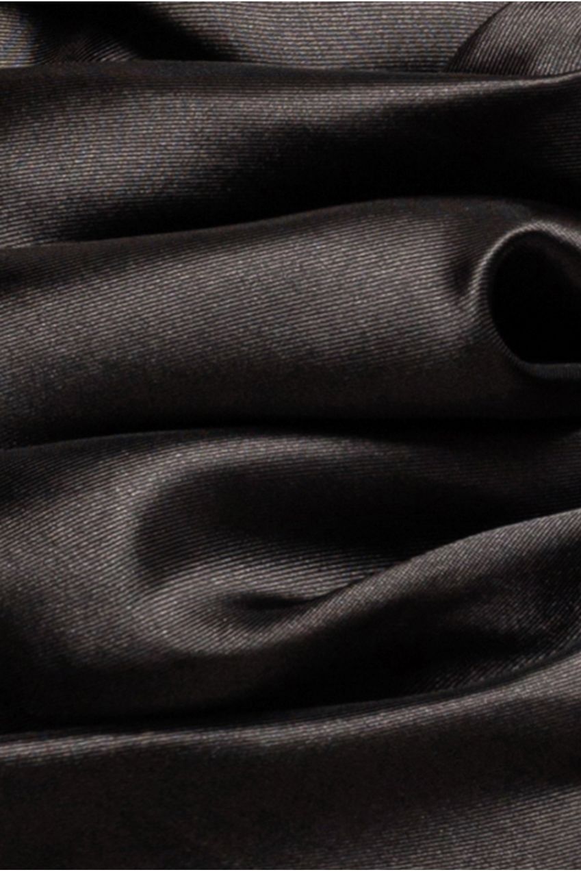 Goddiva One Shoulder Puffed Satin Sleeve Asymmetric Scuba Top - Black