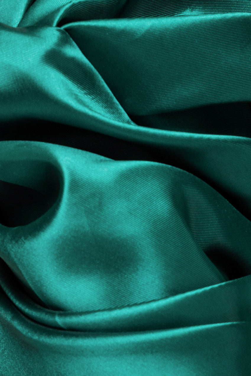 Goddiva One Shoulder Puffed Satin Sleeve Asymmetric Scuba Top - Emerald Green