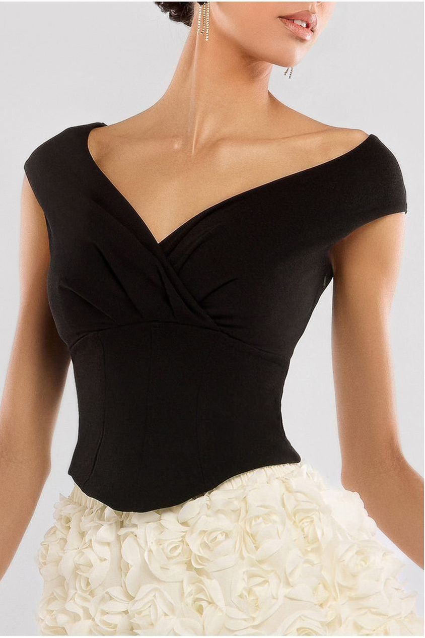 Goddiva Front Pleated Wrap Off The Shoulder Corset