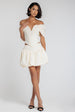 Goddiva Bengaline Balloon Mini Skirt - Cream