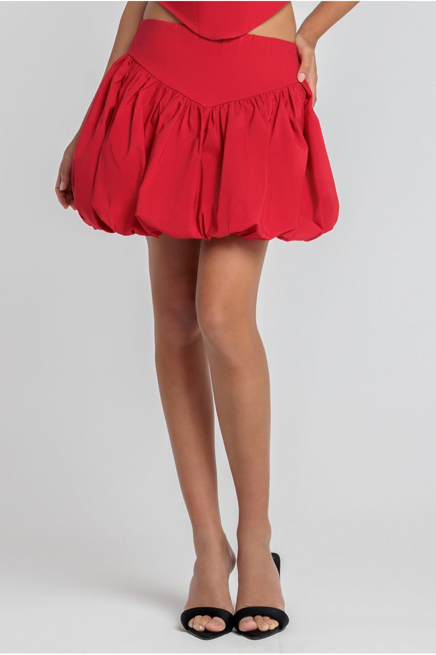 Goddiva Bengaline Balloon Mini Skirt - Red