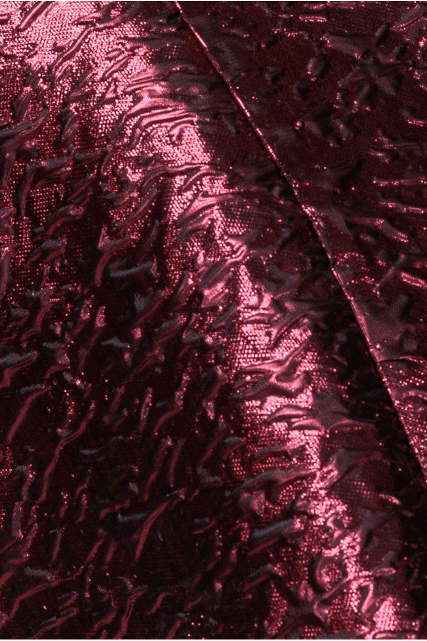 Goddiva Boob Tube Jacquard Top With Asymmetric Peplum Frill - Burgundy Red