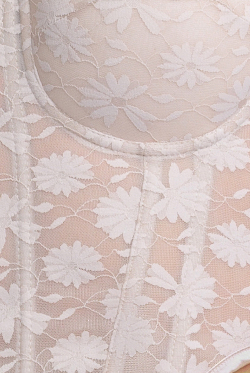 Goddiva Textured Floral Mesh Corset