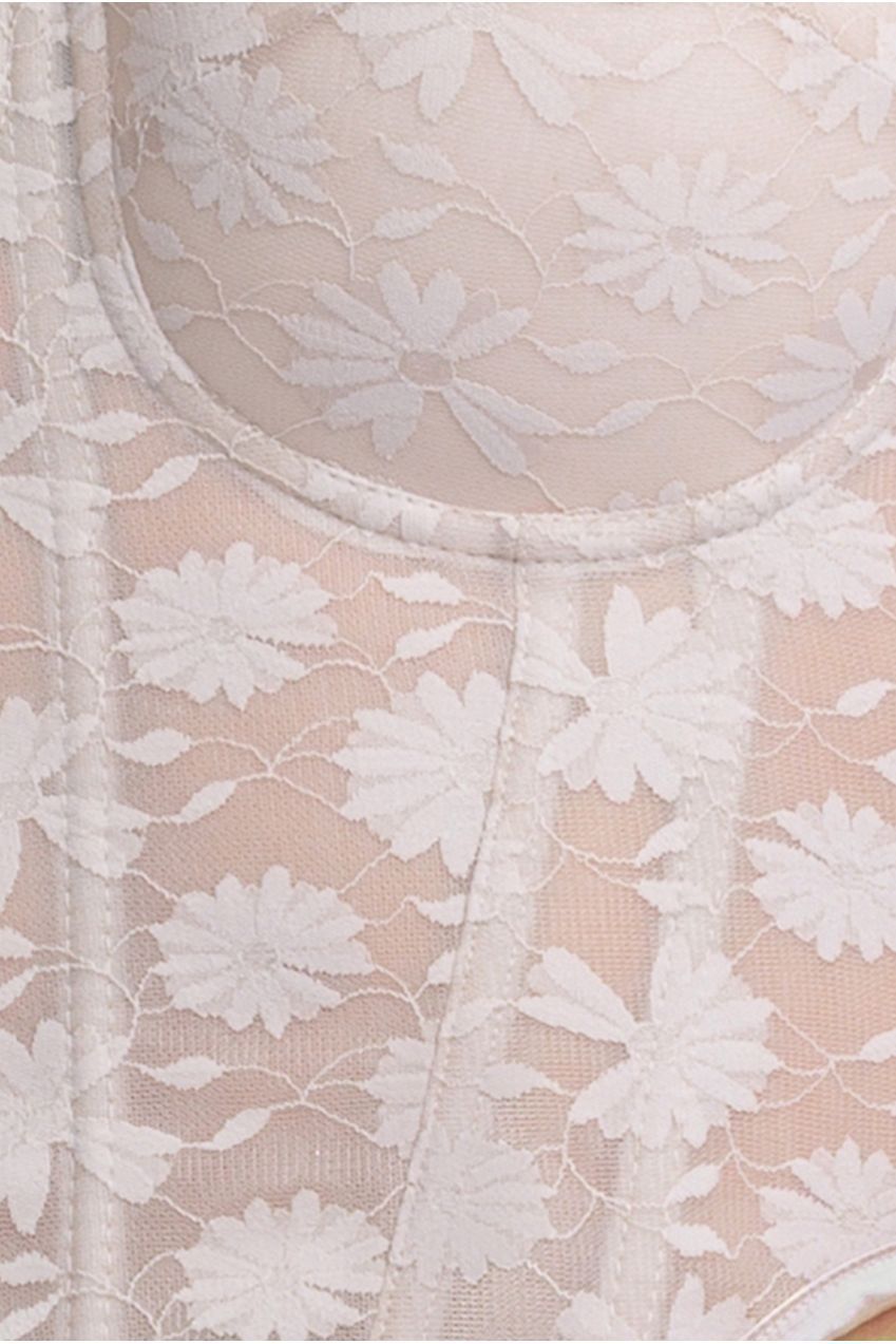 Goddiva Textured Floral Mesh Corset