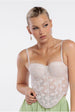 Goddiva Textured Floral Mesh Corset