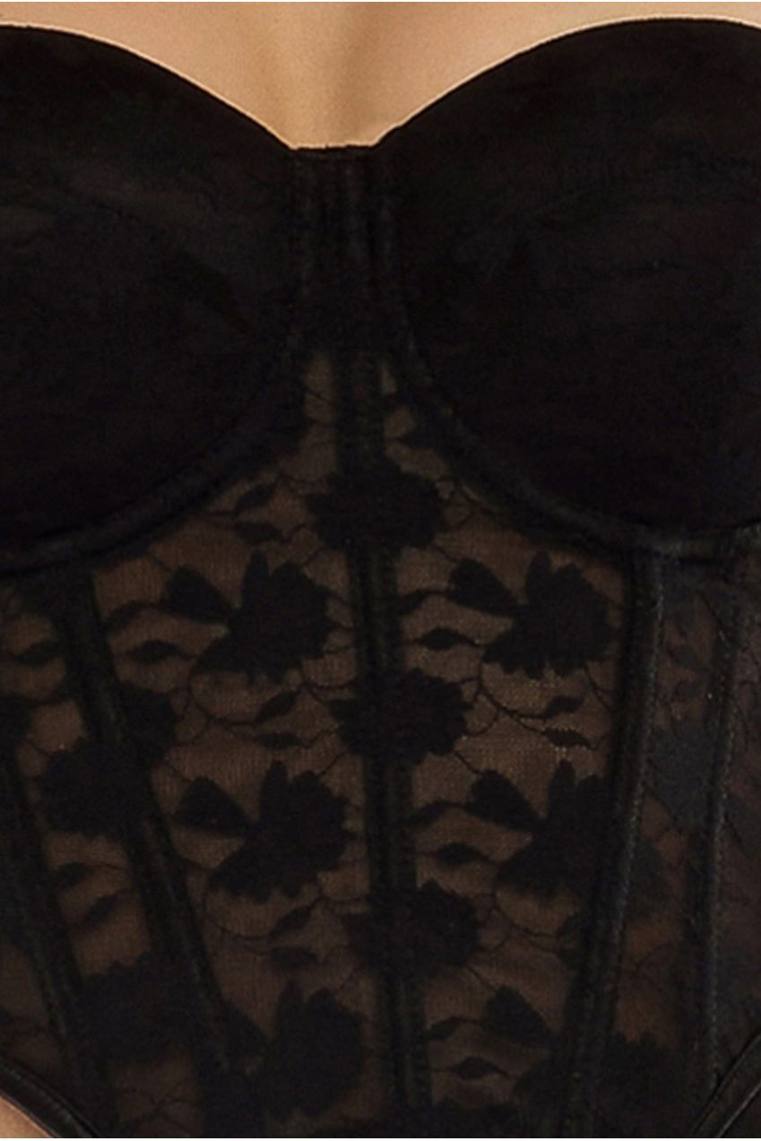 Goddiva Textured Floral Mesh Corset
