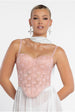 Goddiva Textured Floral Mesh Corset