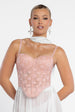 Goddiva Textured Floral Mesh Corset