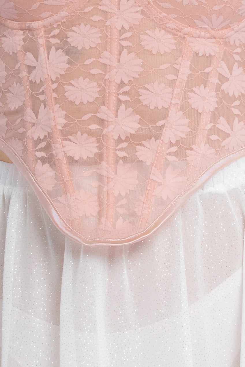 Goddiva Textured Floral Mesh Corset