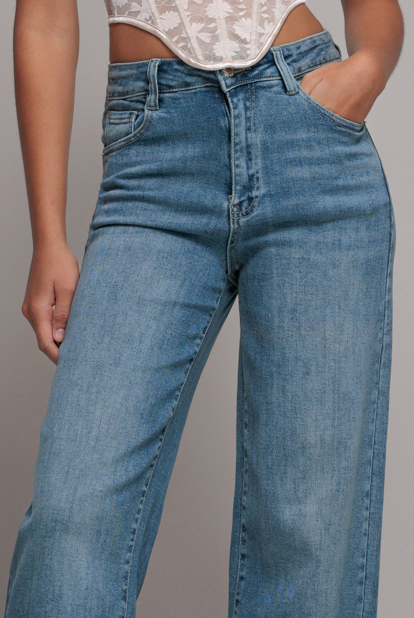 Goddiva denim Straight Leg Stretch Denim Jeans - Blue