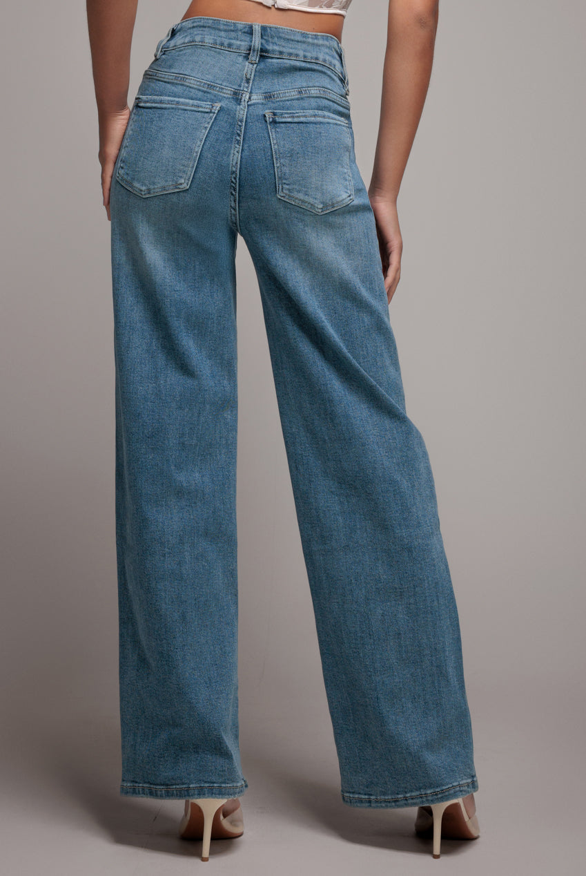 Goddiva denim Straight Leg Stretch Denim Jeans - Blue