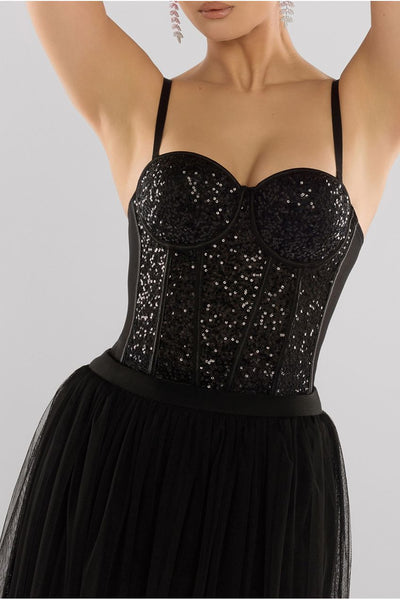 Black - Goddiva Sequin Corset