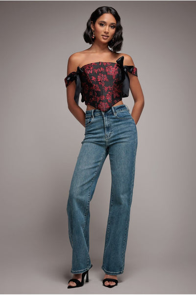 Blue - Goddiva denim Mid Wash Straight Leg Denim Jeans - Blue
