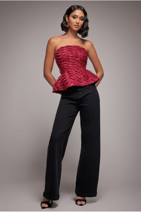 Goddiva denim Wide Leg Stretch Denim Jeans - Black