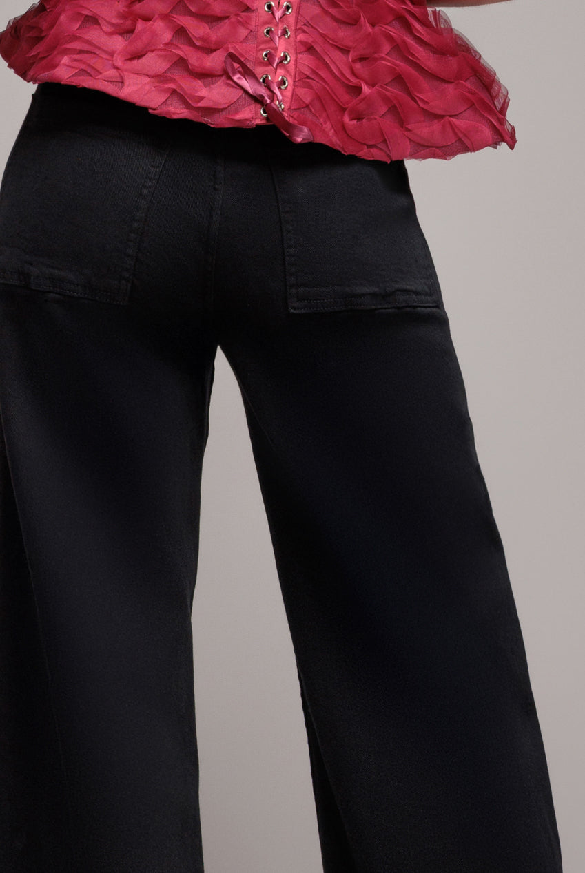 Goddiva denim Wide Leg Stretch Denim Jeans - Black