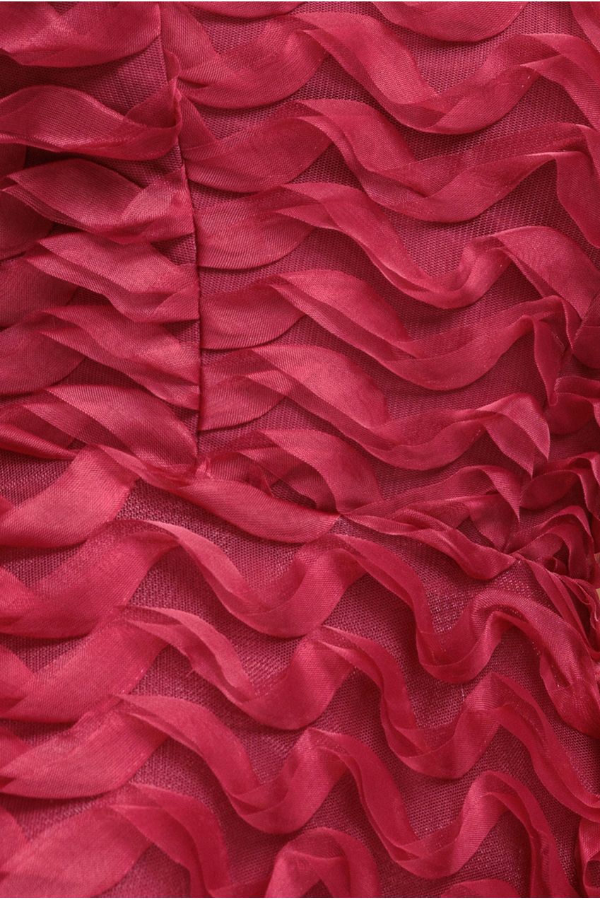 Goddiva Peplum 3D Textured Boob Tube Lace Up Corset - Burgundy