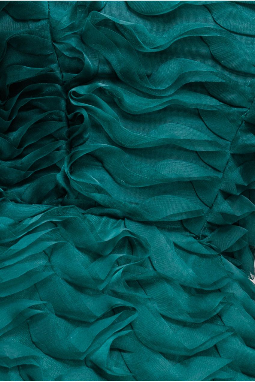 Goddiva Peplum 3D Textured Boob Tube Lace Up Corset - Emerald Green